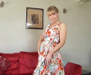 Sexy British housewife shows her goods