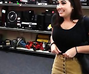 Bombshell student fucked inside the pawnshop for some money