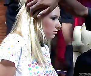 Submisive blond girl ruined by big black cocks
