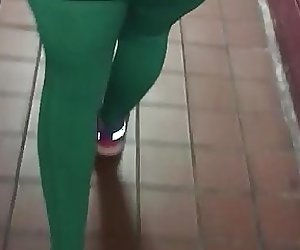 Vpl green see through leggings panties