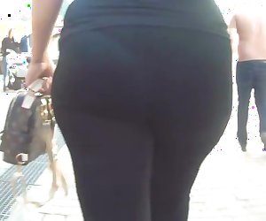 Touch big ass in black spandex